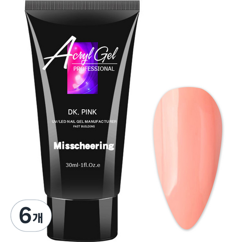 네일블링 인조손톱 네일연장 폴리젤 30ml, 08번 다크 핑크, 6개