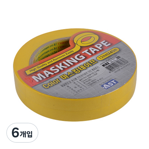 M시리즈 칼라마스킹테이프 12mm x 40m, 노랑, 6개입