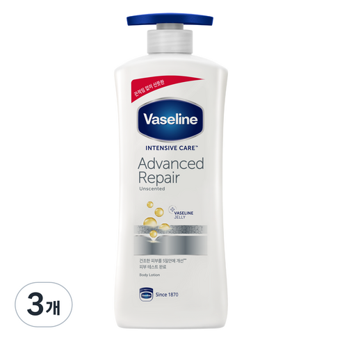 바세린 어드벤스드 리페어 로션 무향, 600ml, 3개