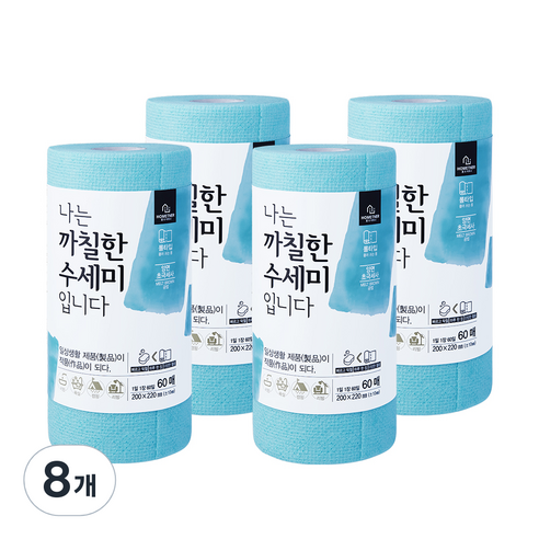 홈트너 나는 까칠한 수세미 입니다, 민트, 60개입, 8개