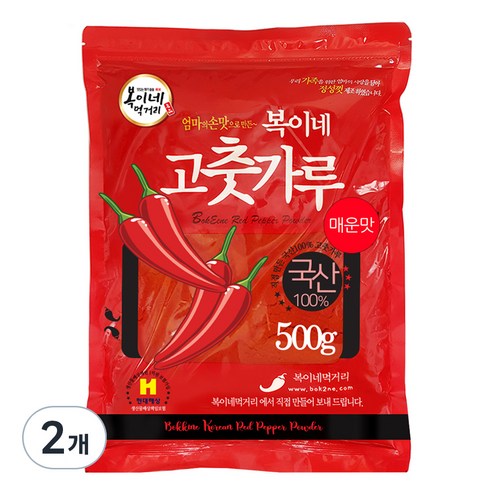 복이네먹거리 국산 고추가루 매운맛 청양20% 떡볶이 소스용, 500g, 2개