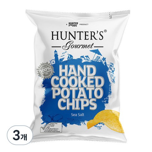헌터스고메 수제감자칩 시솔트 천일염맛 글루텐프리, 125g, 3개