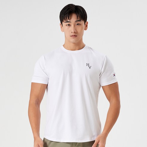 허그본 남성용 데일리 머슬핏 HV 반팔 티셔츠 태극라인