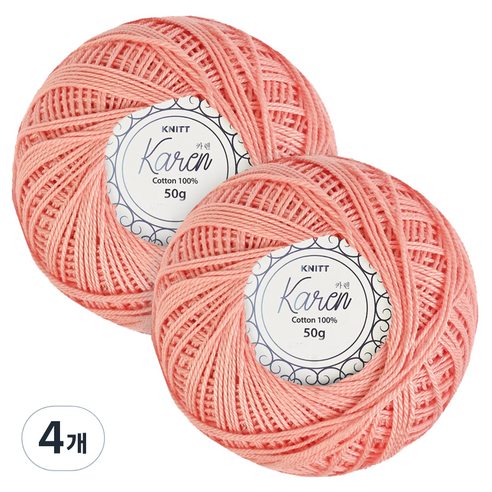 니뜨 카렌 순면 레이스 여름 소품 뜨개실 50g, 62 애프리콧, 4개