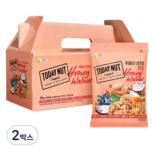 자연루 투데이넛 너트한줌 꿀호두 견과 선물 세트, 2박스