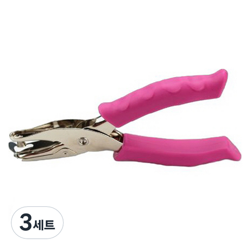마다꾸미 컬러 핸드 1공 펀치 6mm, 로즈레드, 3세트