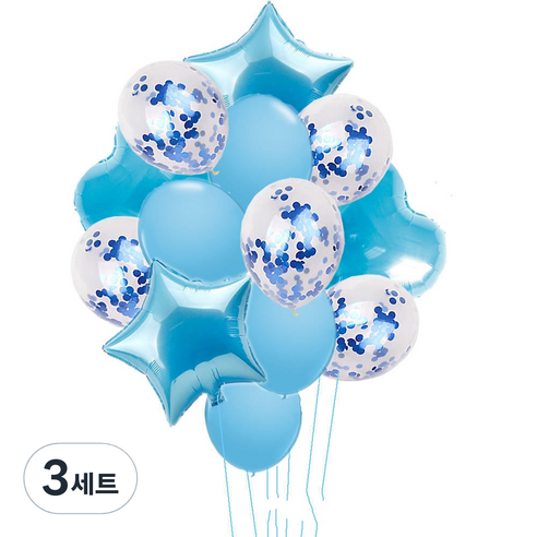 파티복닷컴 풍선모음 14p 파티세트, 블루, 3세트