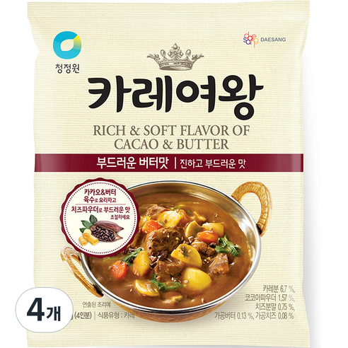 대상 청정원 카레여왕 부드러운 버터맛, 108g, 6개 카레가루