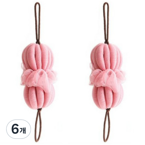 쭉쭉 늘어나 플라워 슬링 샤워볼 때수건, 핑크, 1개입, 6개