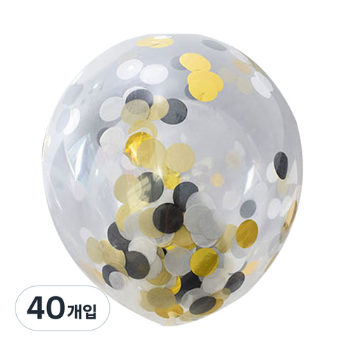 파티팡 컨페티 벌룬 30cm, 블랙골드, 40개입