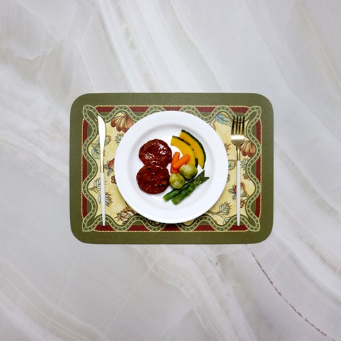 Itar 로맨틱 로맨틱 방수 식탁매트 테이블 2p, 레트로꽃, L(45 x 30 cm)