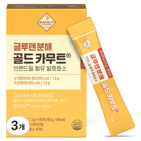 맥널티바이오 글루텐 분해 골드 카무트 브랜드밀 함유 발효효소 30p, 45g, 3개