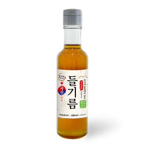 복이네먹거리 통들깨로 만든 저온압착 순한맛 국산 맑은 들기름, 180ml, 1개