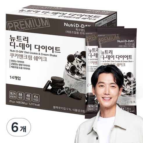 뉴트리디데이 다이어트 쉐이크 쿠키앤크림 14포, 350g, 6개