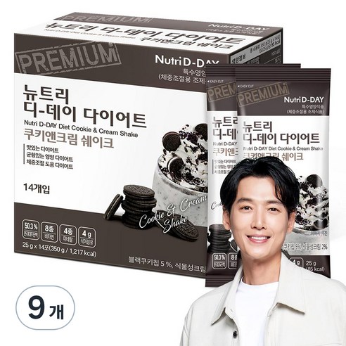 뉴트리디데이 다이어트 쉐이크 쿠키앤크림 14포, 350g, 9개