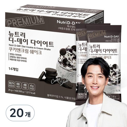 뉴트리디데이 다이어트 쉐이크 쿠키앤크림 14포, 350g, 20개