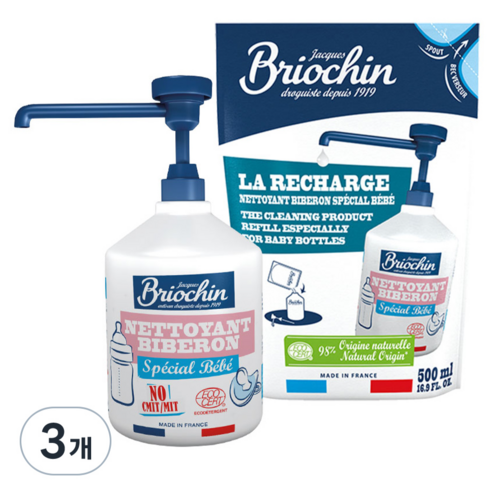 브리오신 과일 채소 젖병 주방세제 500ml + 리필 500ml, 3개