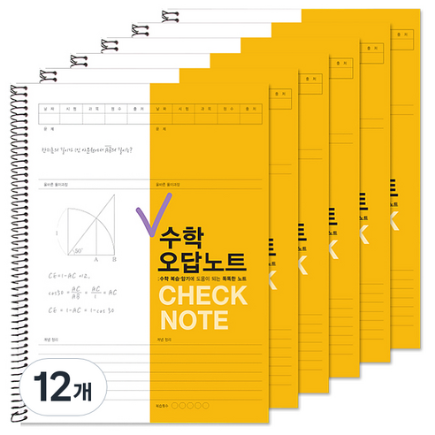 투영디자인 체크 수학 오답노트, 머스타드, 12개
