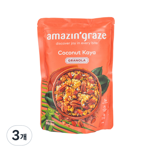 어메이징 그레이즈 코코넛 카야 그래놀라 시리얼, 250g, 3개