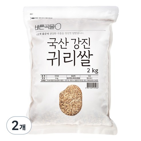 바른곡물 국산 강진 귀리쌀, 2kg, 2개