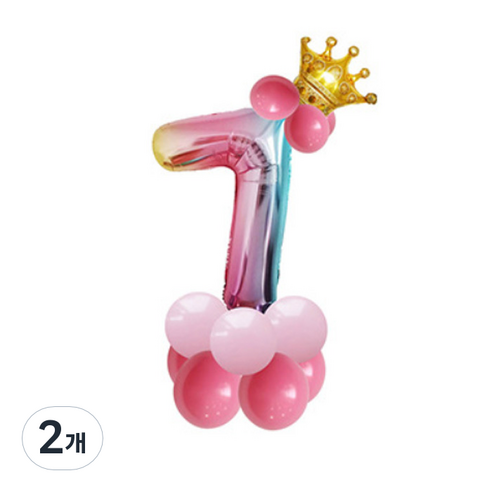 윰스 크라운 스탠드 DIY숫자풍선 115cm, 혼합색상, 2개