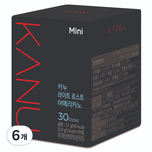 카누 라이트 로스트 아메리카노, 900mg, 30개입, 6개