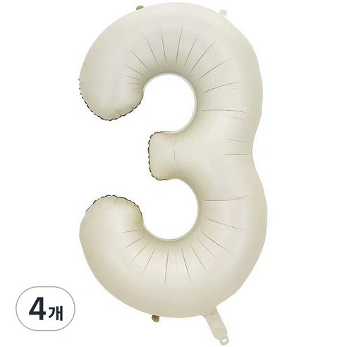 팡파티 숫자 레터링 풍선 101cm 3, 화이트, 4개