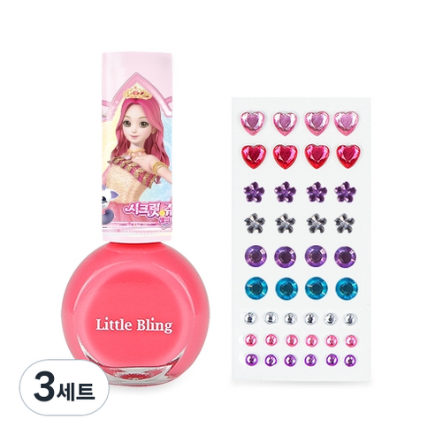 리틀블링 시크릿쥬쥬 별의여신 쥬얼리네일세트, 데이트핑크, 3개