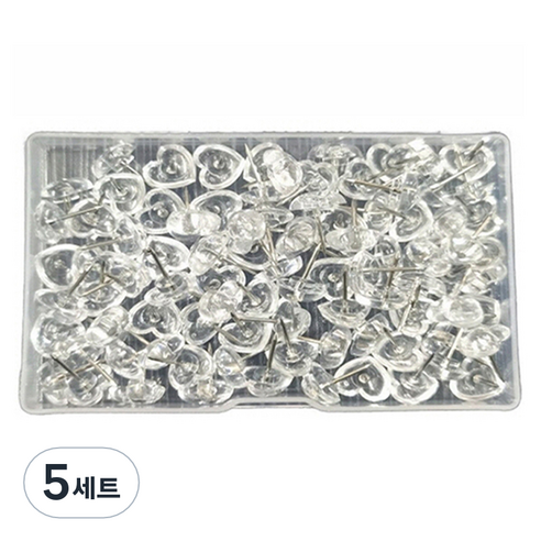 문구담 귀여운 하트모양 압정 투명, 50개입, 5세트