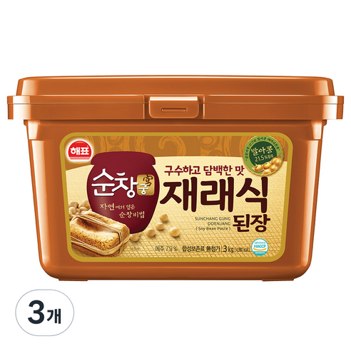 해표 순창궁 재래식 된장, 3kg, 3개