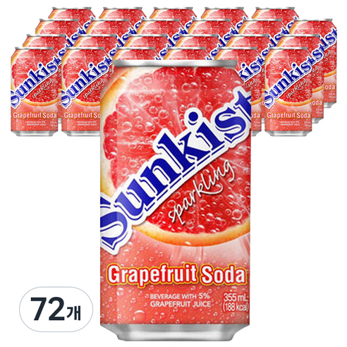 해태음료 썬키스트 스파클링 자몽소다, 355ml, 72개