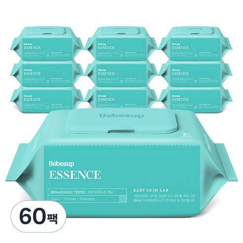 베베숲 에센스 아기물티슈 캡형 50평량, 50g, 70매, 60팩