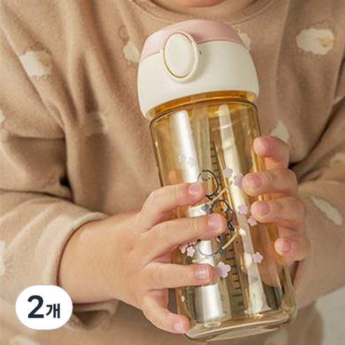 베베픽 유아용 원터치 PPSU 빨대컵 250ml, 2개, 체리블라썸 오목눈이