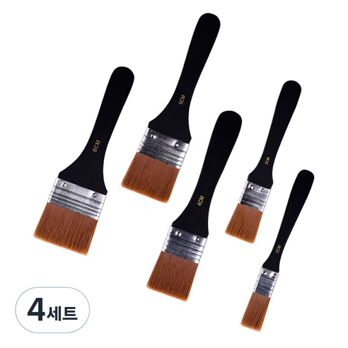 코히모 다용도 아트 브러쉬 5종 세트 4W268, 4세트, 21 x 6 cm, 20 x 5 cm, 19.3 x 4 cm, 18.6 x 3 cm, 17.4 x 2 cm