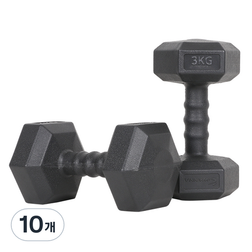 아이워너 맨즈 육각아령 블랙, 3kg, 10개