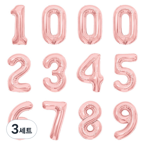 파티아일랜드 숫자 호일 풍선 12p 세트 40cm, 로즈골드, 3세트