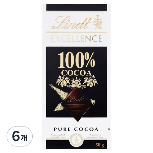 린트 엑설런스 100% 다크 초콜릿, 50g, 6개
