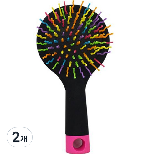 볼륨 레인보우 마사지 헤어 브러쉬, 블랙, 2개