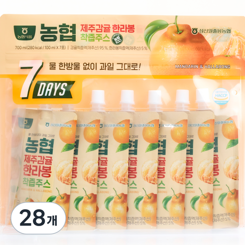 농협 제주감귤 한라봉 착즙주스, 100ml, 28개