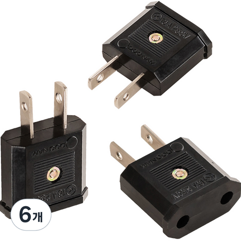 플라이토 여행용 돼지코 220V 변환 110V 플러그 1구 E-9710, 6개, 4.4cm, 블랙