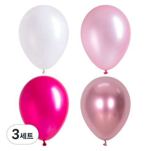 셈퍼텍스 풍선 30cm 30p 세트, 펄화이트, 펄라이트핑크, 펄푸치샤, 리플렉스 핑크, 3세트