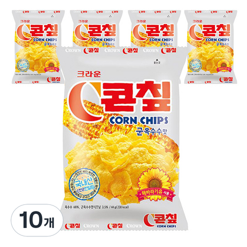 크라운 C콘칲 스낵, 44g, 10개