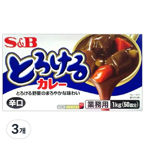 토로케루 에스비 카레 소스믹스 매운맛, 1kg, 3개
