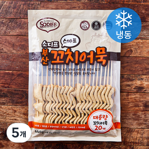 소디프 스마트 부산 꼬치어묵 (냉동), 640g, 5개