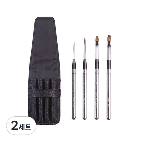아트시크릿 족제비모 수채화 브러쉬 4종 세트 SP576 + 파우치, 1호R, 4호R, 6호F, 8호, 2세트
