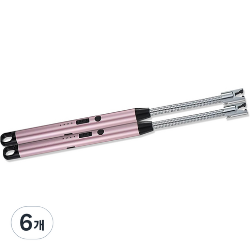 노바리빙 플렉시블 USB 충전식 플라즈마 라이터, 핑크, 6개