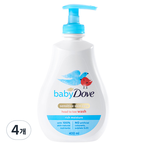 베이비도브 유아용 바디워시 리치모이스처, 400ml, 4개
