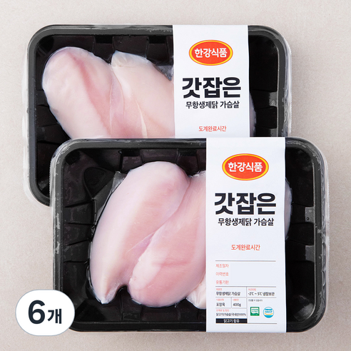 무항생제 인증 갓잡은 닭 가슴살 (냉장), 400g, 6개