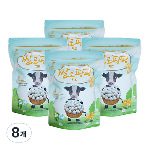 짱죽 유기농 쌀로팡팡 과자, 치즈, 8개, 35g