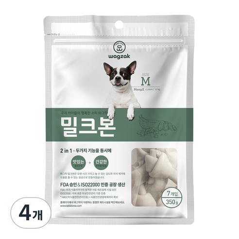 와그작 밀크본 덴탈껌 M 7p, 밀크, 4개